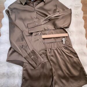 Elegant Brown Satin  Set